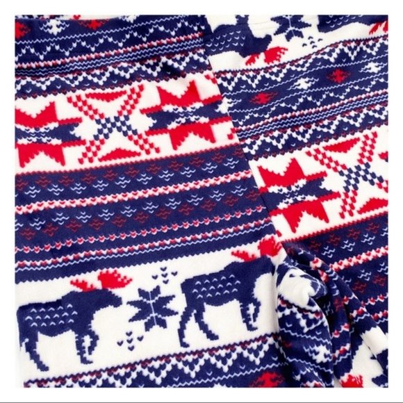 NOBO No Boundaries Fleece Leggings NWT M Moose Holiday Loungewear - Picture 3 of 5